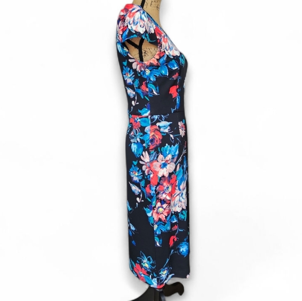 Betsey Johnson Floral Bodycon Multicolor Stretch Midi Dress, Size 4 - Picture 4 of 8
